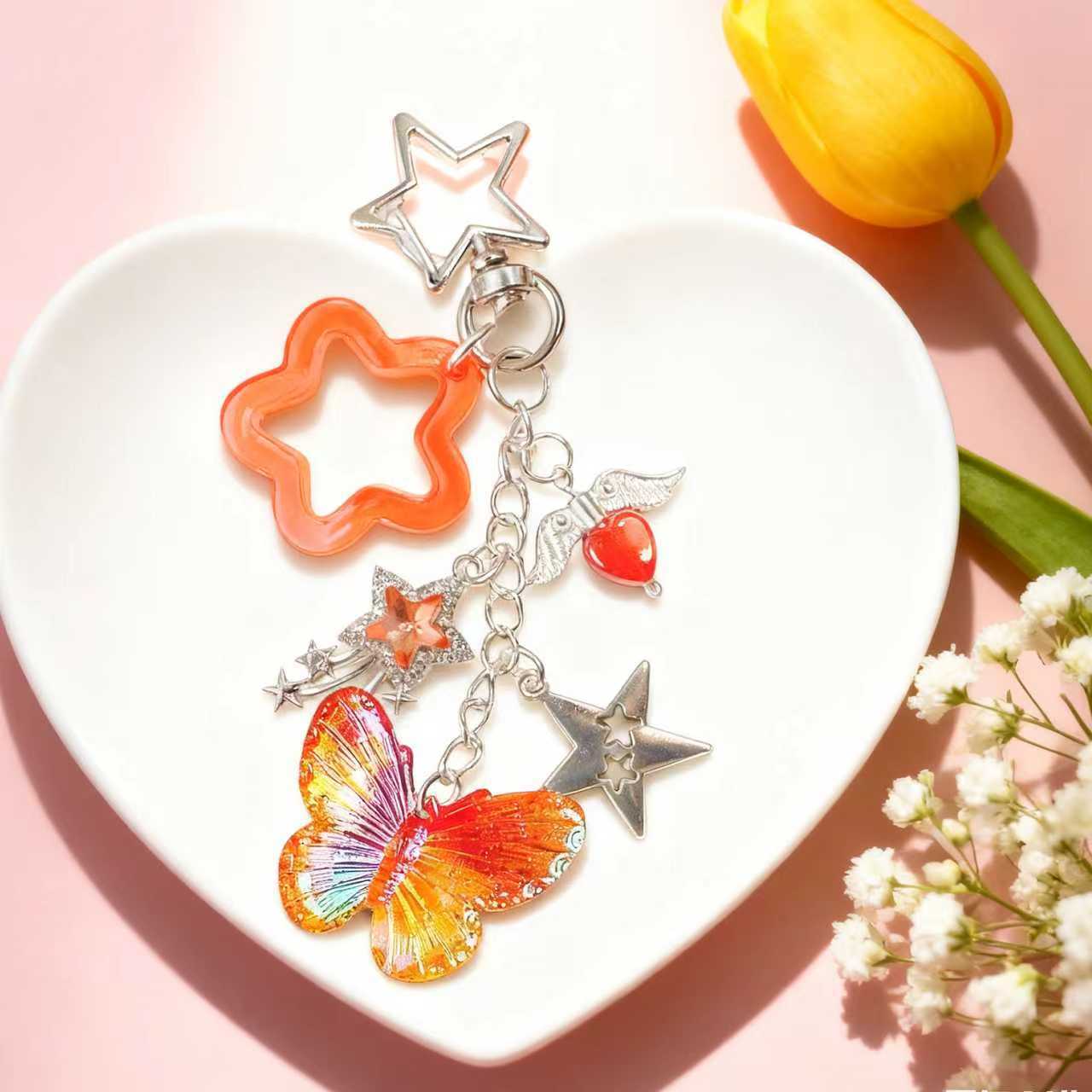 Wholesale Diamond-studded shooting star keychain